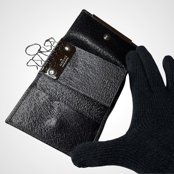 Gucci Black GG Canvas Leather 6 Key Case - Picture 4 of 7